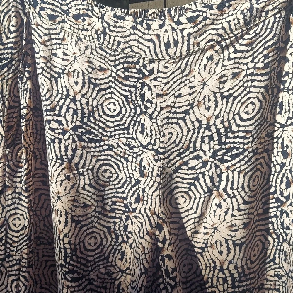 Solitaire Palazzo Abstract Black/Tan Womens Pants Sz M